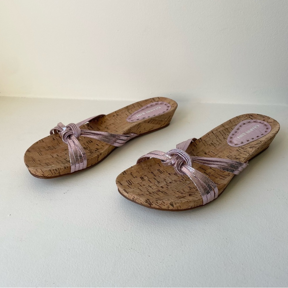 Gianni Bini Metallic Pink Open Toed Cork Sandal Size 9
